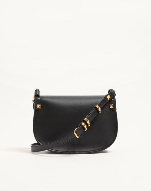 Valentino Garavani - Valentino Garavani Flâneuse Medium Leather Shoulder Bag - Black - Woman - Shoulder Bags